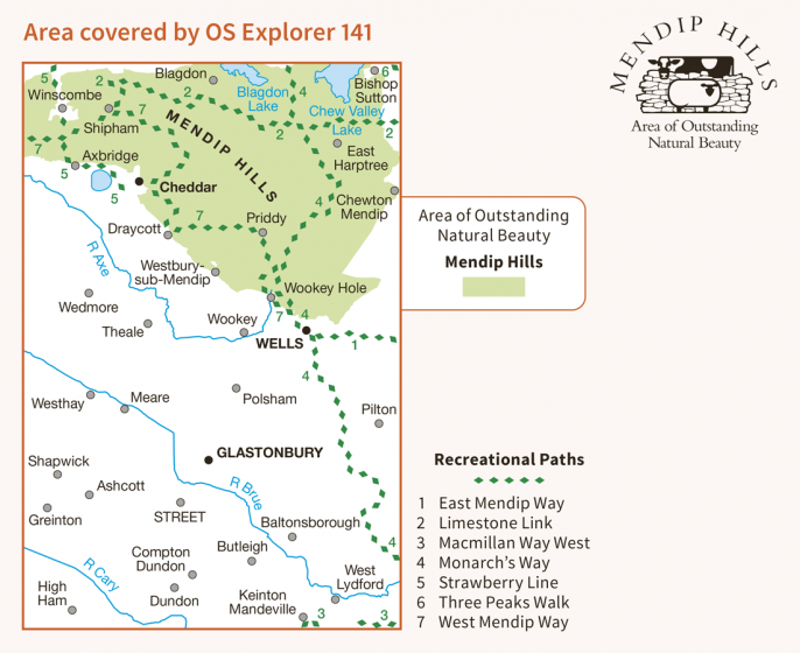 OS Explorer Map 141 - Cheddar Gorge and Mendip Hills West-2